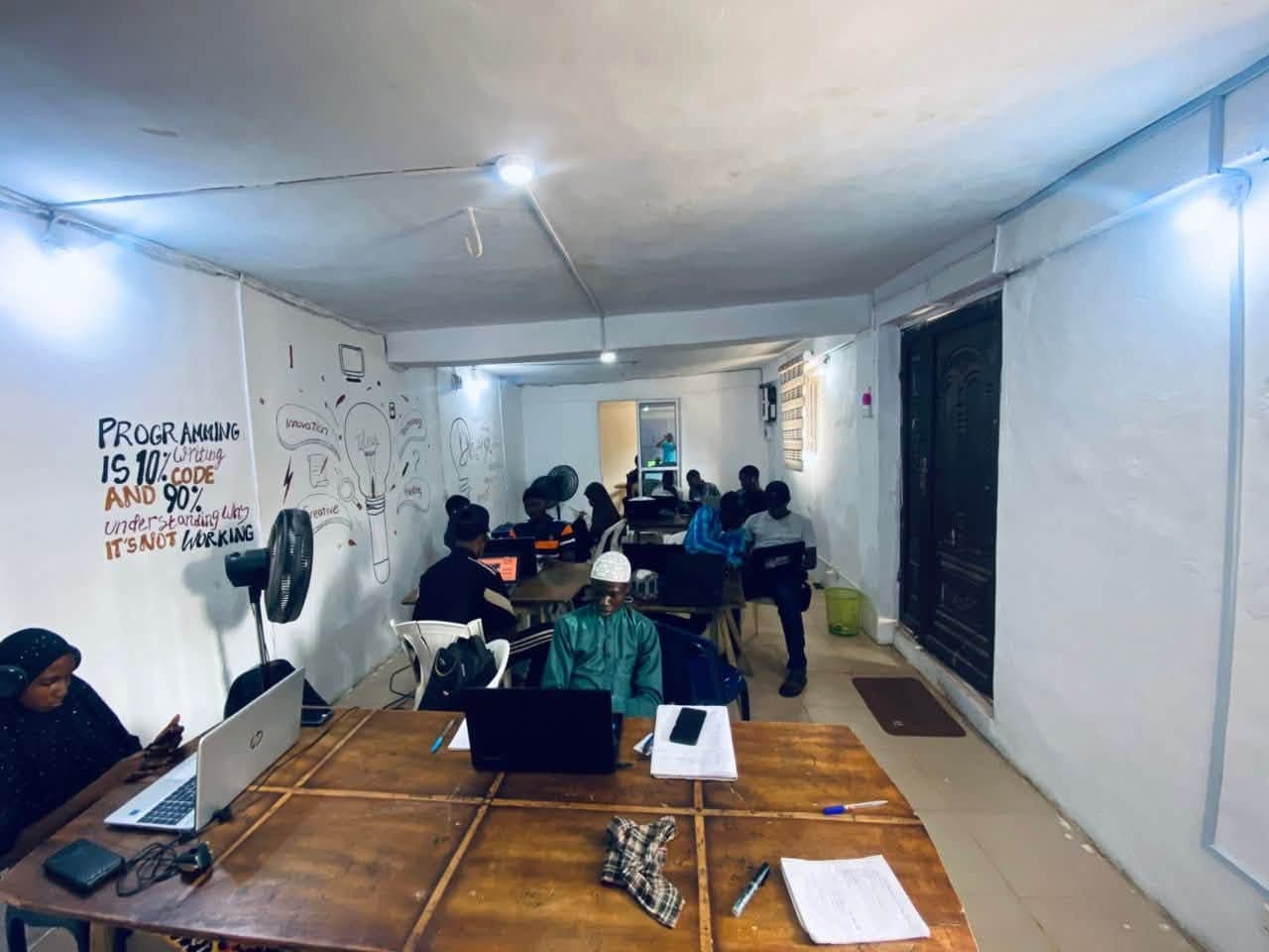 A wide view of the GigsTech classroom in session